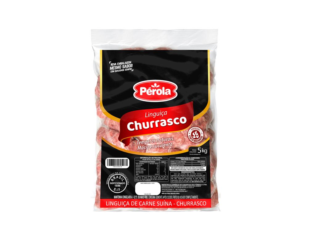 LINGUIÇA SUÍNA CONGELADA CHURRASCO PÉROLA 5 KG (CX 2 PCT)